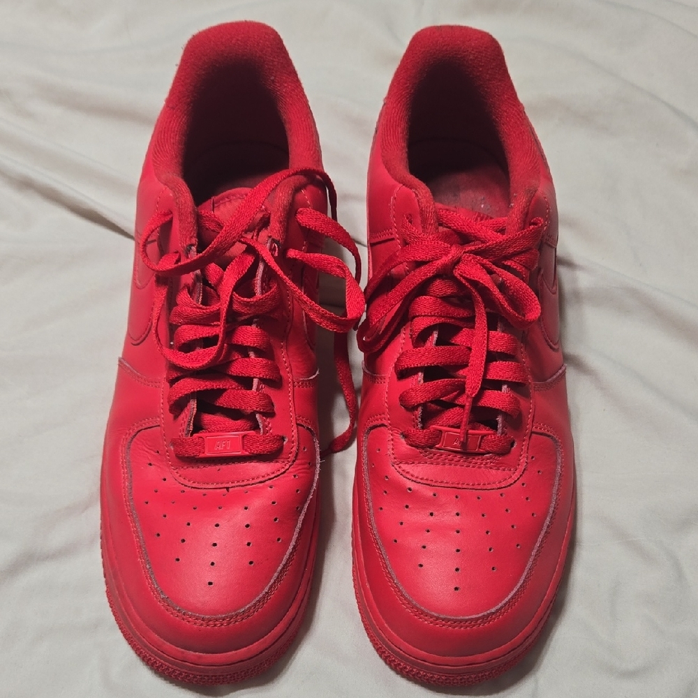 Red Mens Air Force 1s Size 12